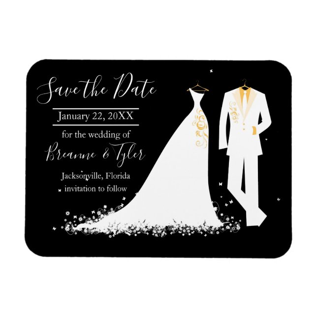 Dress & Tux - Save the Date Magnet (Horizontal)