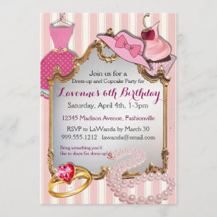 Dress-up and Cupcake Party Girls' Birthday Invites