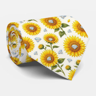 Dress Up Casual Sunflowers and Diamonds Tie
