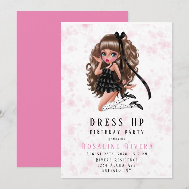 Dress Up Preteen Girl Birthday Party Invitation (Front/Back)