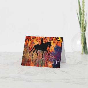 Dressage Autumn Leaves Thank You Card
