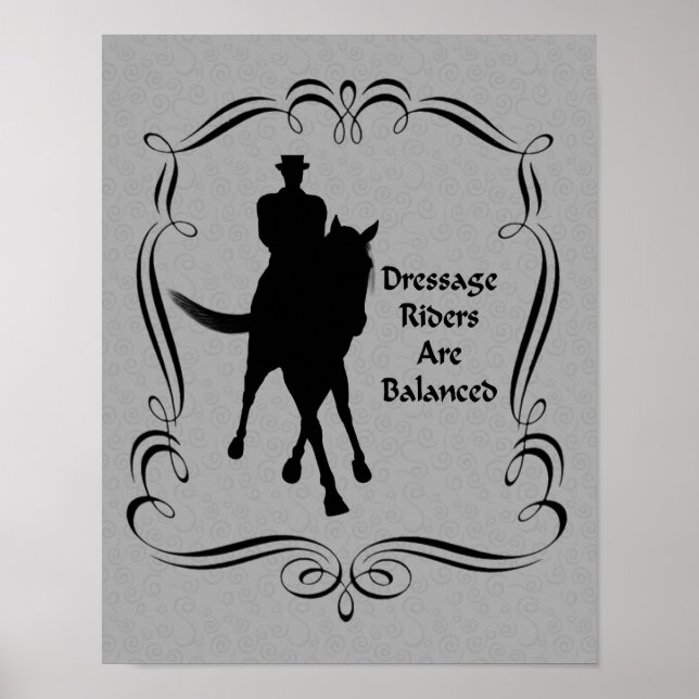 Dressage Balanced Horse And Rider Silhouette Poster (Front)