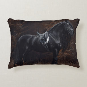 Dressage Friesian Stallion Decorative Cushion