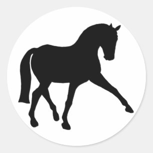 Dressage Half Pass Silhouette Classic Round Sticker