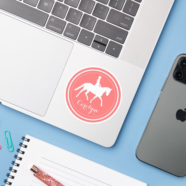 Dressage Horse and Girl Custom Name Sticker (Dressage Stickers with Name)