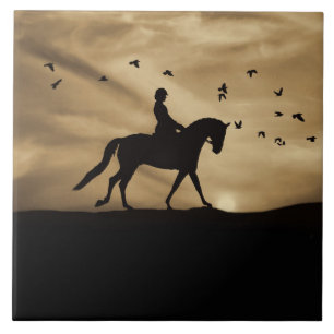 Dressage Horse and Rider Fine Art Tile
