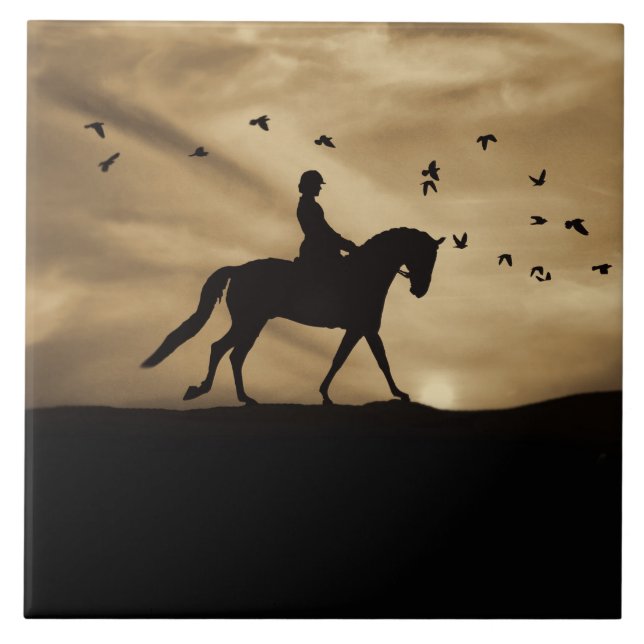 Dressage Horse and Rider Fine Art Tile (Front)