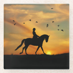 Dressage Horse and Rider Glass Coaster