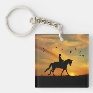 Dressage Horse and Rider Key Chain