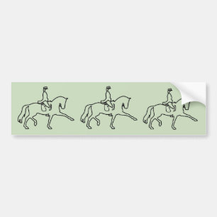 DRESSAGE HORSE AND RIDER - LINE ART DESIGN BUMPER STICKER