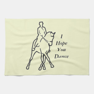 Dressage Horse and Rider - Line Art Half Pass Tea Towel