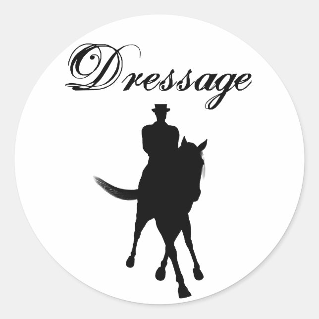 Dressage Horse And Rider Silhouette  Classic Round Sticker (Front)