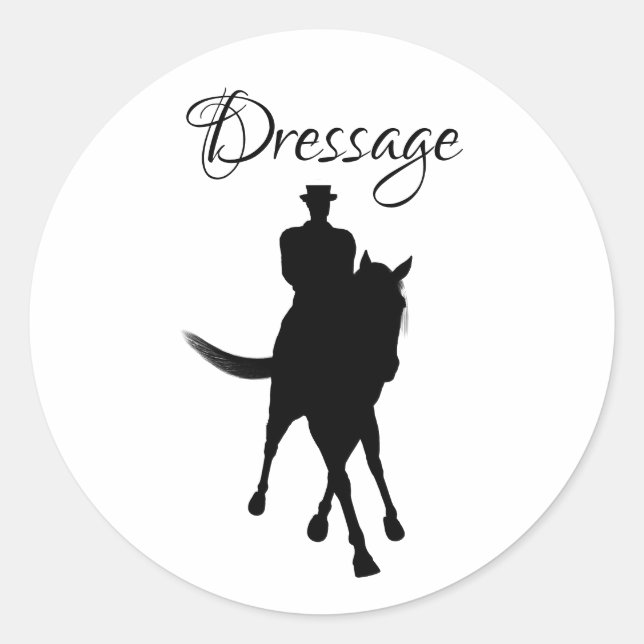 Dressage Horse And Rider Silhouette  Classic Round Sticker (Front)