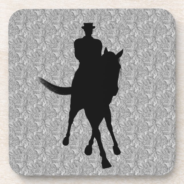 Dressage Horse And Rider Silhouette Coaster Set (Front)