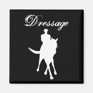 Dressage Horse And Rider Silhouette Dark Magnet