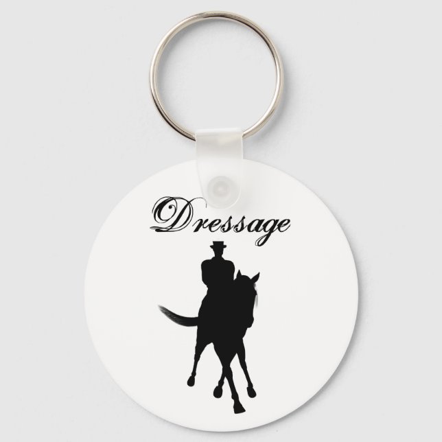 Dressage Horse And Rider Silhouette Light Key Ring (Front)