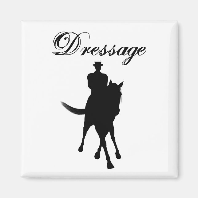 Dressage Horse And Rider Silhouette Magnet (Front)