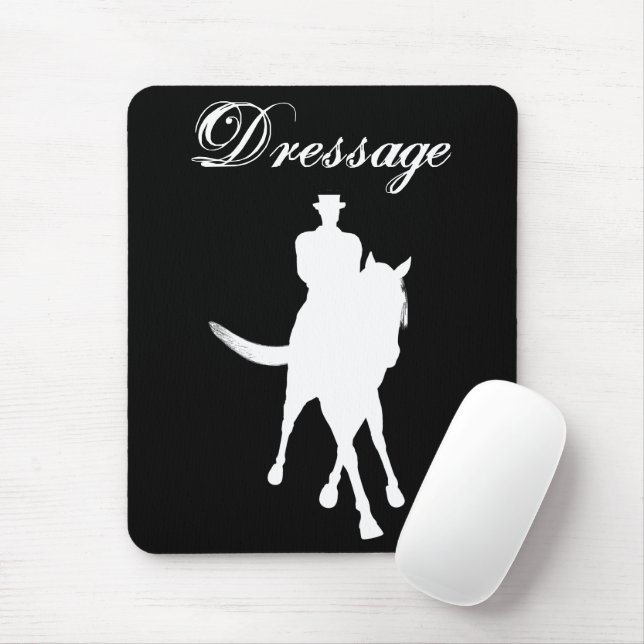 Dressage Horse And Rider Silhouette Mouse Mat (With Mouse)
