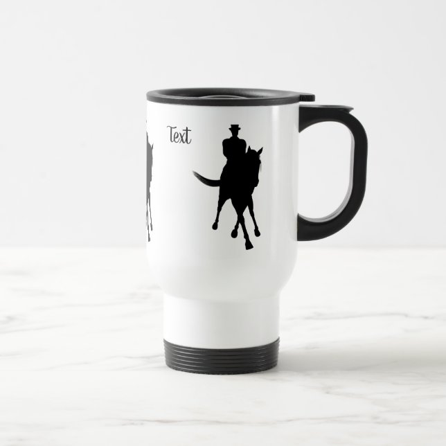 Dressage Horse And Rider Silhouette Personalised  Travel Mug (Right)