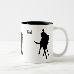 Dressage Horse And Rider Silhouette Personalised Two-Tone Coffee Mug