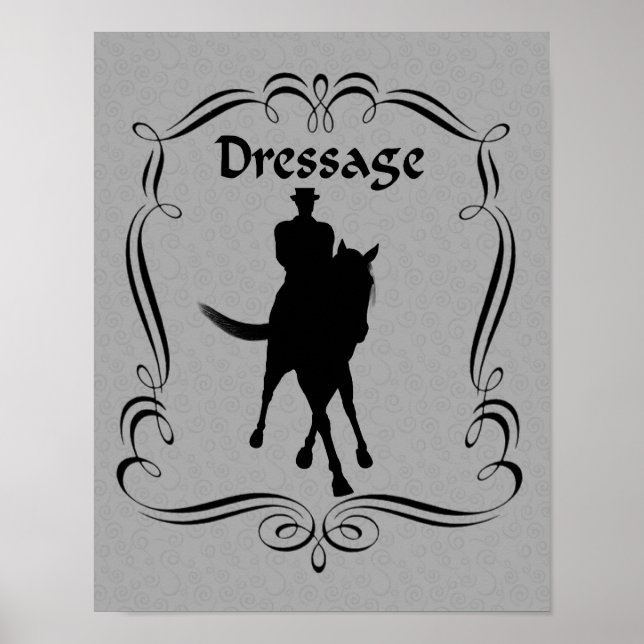 Dressage Horse And Rider Silhouette Poster (Front)