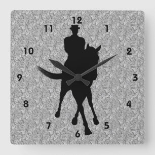 Dressage Horse And Rider Silhouette Square Wall Clock