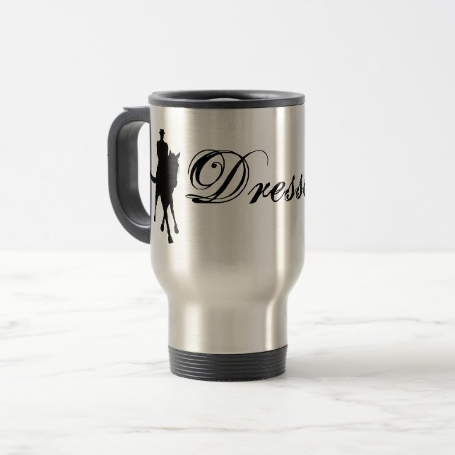 Dressage Horse And Rider Silhouette Travel Mug (Front Left)