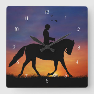 Dressage Horse and Rider Square Wall Clock