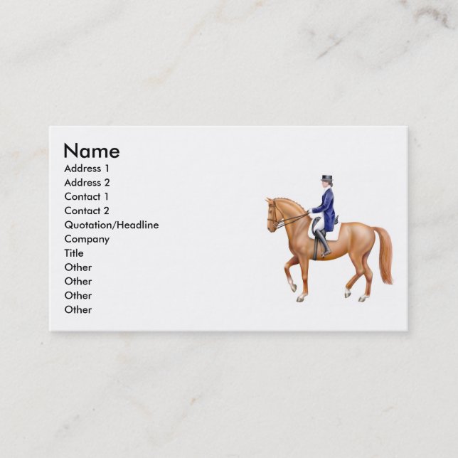 Dressage Horse Business Cards (Front)