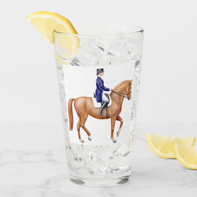 Dressage Horse Equestrian Glass Tumbler (Front Ice)