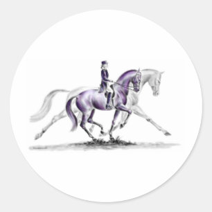 Dressage Horse in Trot Piaffe Classic Round Sticker