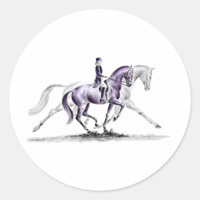 Dressage Horse in Trot Piaffe Classic Round Sticker (Front)