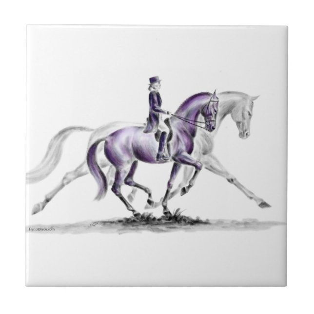 Dressage Horse in Trot Piaffe Tile (Front)