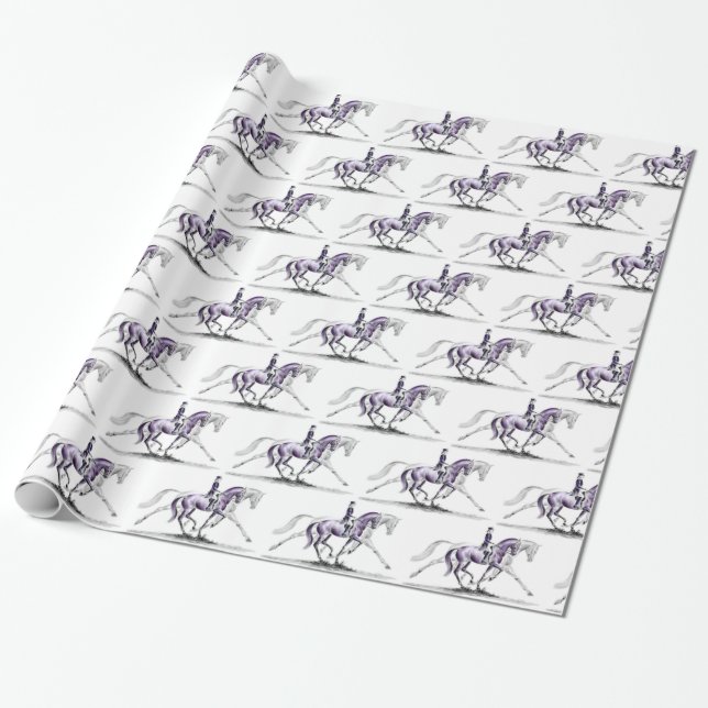 Dressage Horse in Trot Piaffe Wrapping Paper (Unrolled)