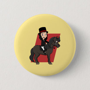 Dressage horse rider cartoon 6 cm round badge