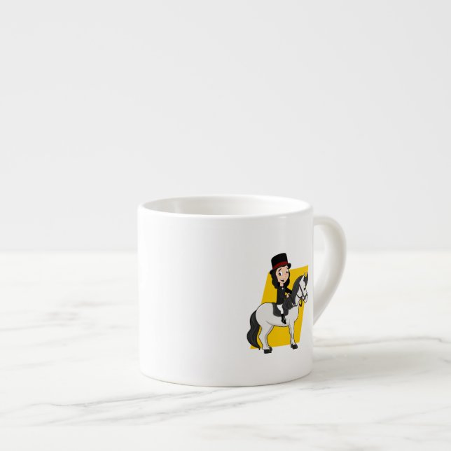 Dressage horse rider cartoon espresso cup (Front Right)