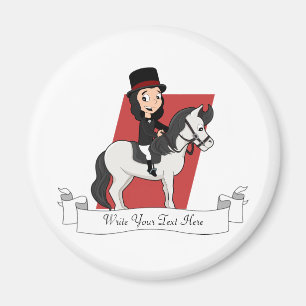 Dressage horse rider cartoon magnet