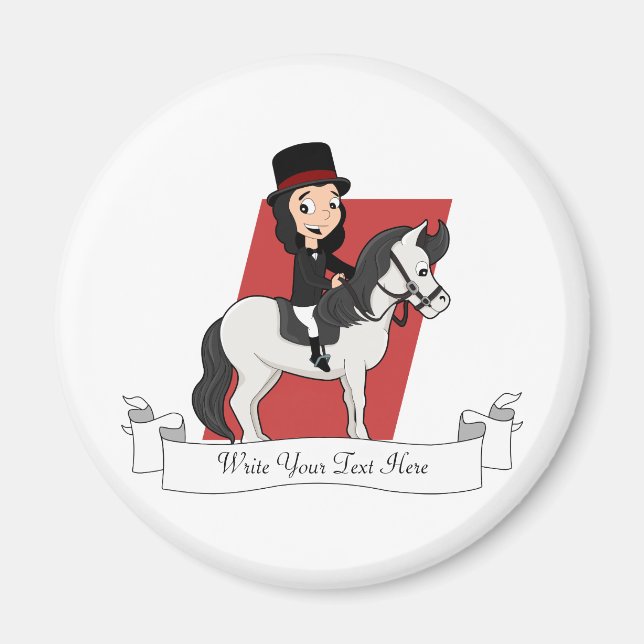 Dressage horse rider cartoon magnet (Front)