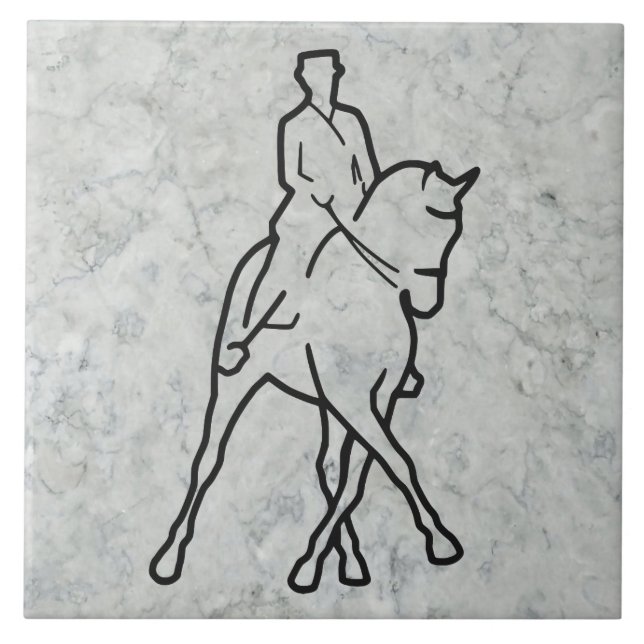 Dressage Horse & Rider - Half Pass Tile (Front)