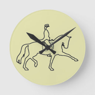 Dressage Horse & Rider Line Art Round Clock