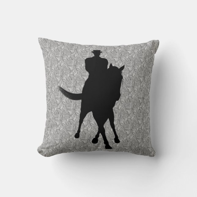 Dressage Horse Rider Silhouette Cushion (Front)