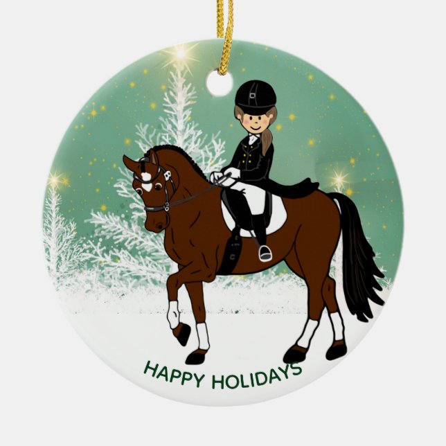 Dressage Horse Rider Xmas Decoration Personalised (Front)