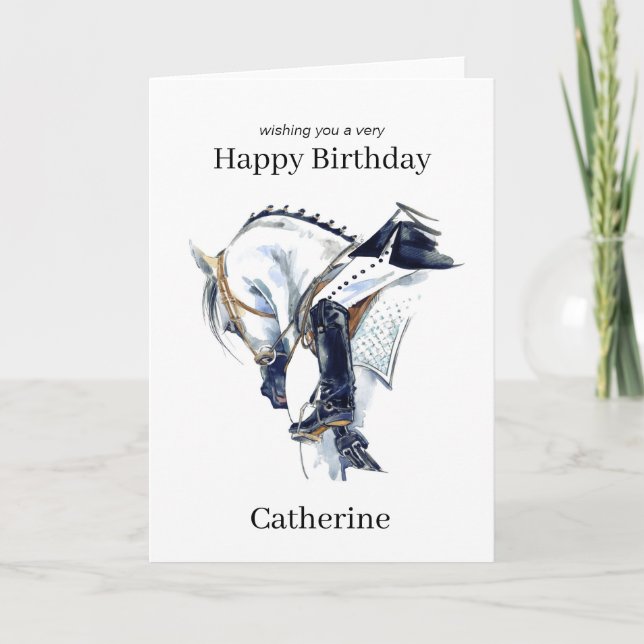 Dressage Horse Riding Personalised Birthday Card (Front)