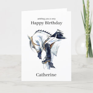 Dressage Horse Riding Personalised Birthday Card