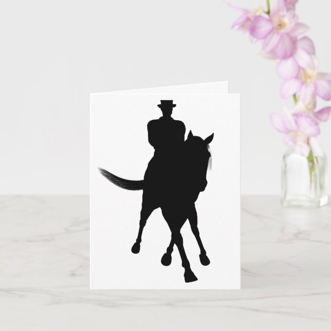 Dressage Horse Silhouette Blank Note Card (Orchid)