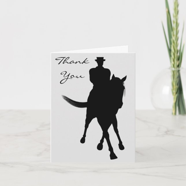 Dressage Horse Silhouette Thank You Note Card (Front)