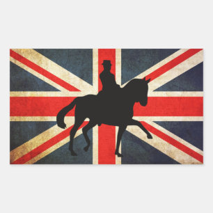 Dressage Horse with Union Jack Flag Stickers