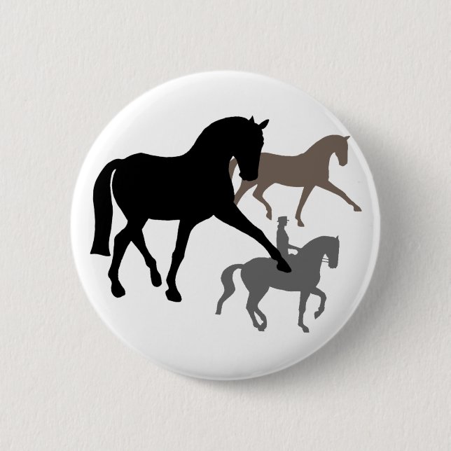 Dressage Horses Trio 6 Cm Round Badge (Front)