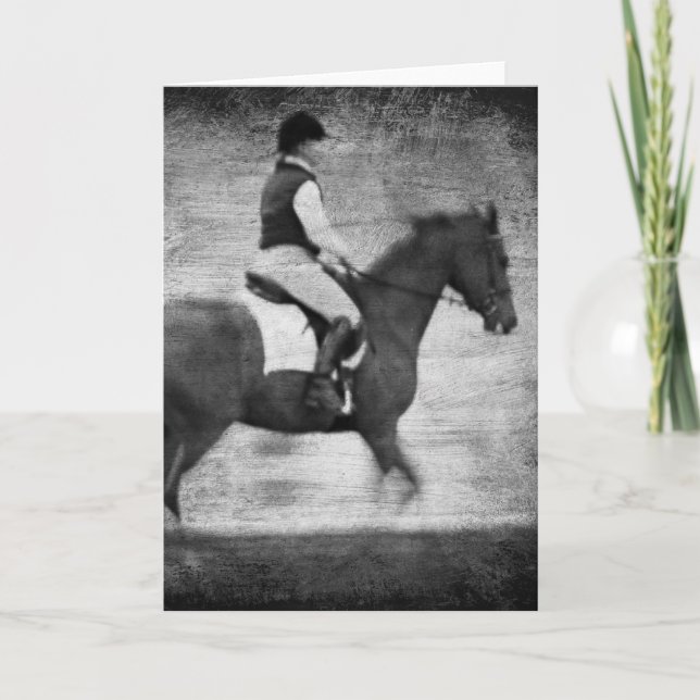 Dressage in Black and White Grunge Card (Front)