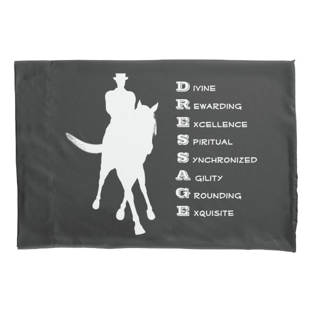 Dressage Is Horse And Rider Silhouette Dark    Pillowcase (Front)